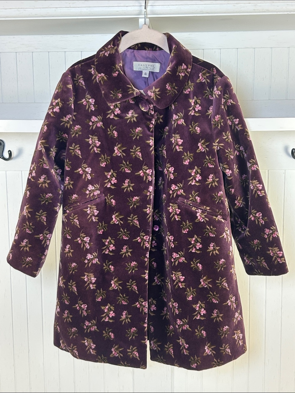 Calypso Christiane Celle Girls Floral Swing Coat Sz 4